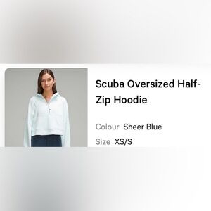 Lululemon Oversized half zip hoodie XS/S Sheer Blue. EUC